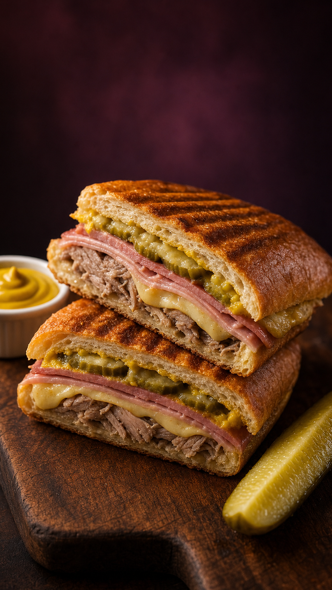 The Cuban — pressed sandwich with ham, pork, Swiss, pickles and mustard